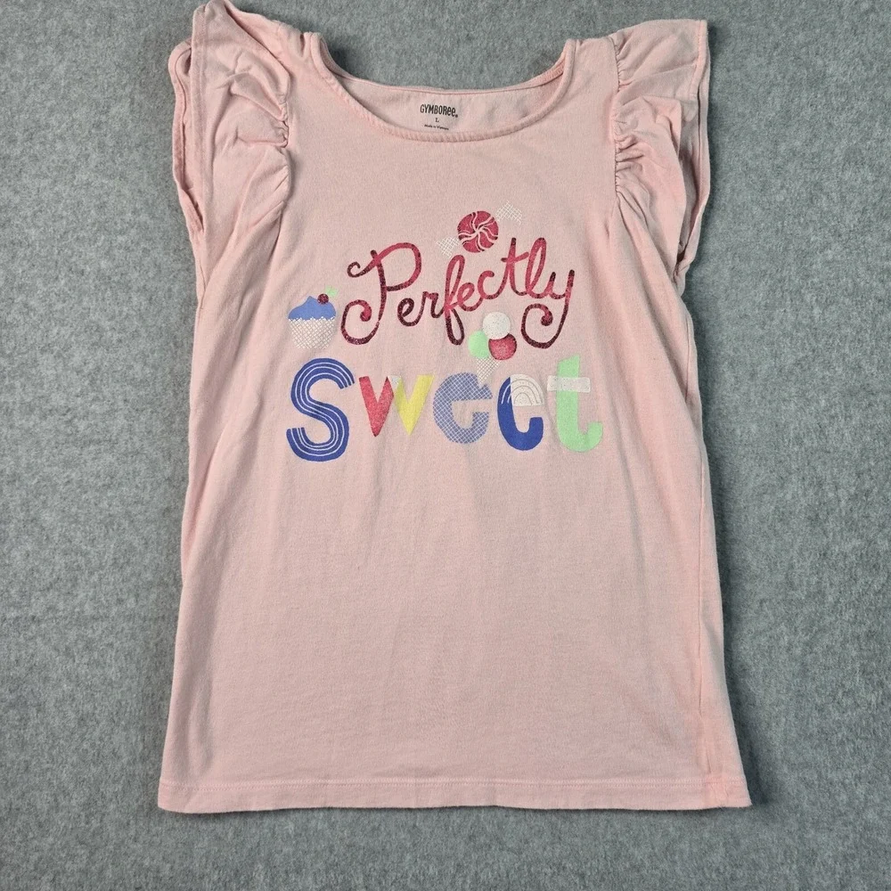 Gymboree Perfectly Sweet 2pc Short Set Girls Large Pink Striped Flutter Sleeve